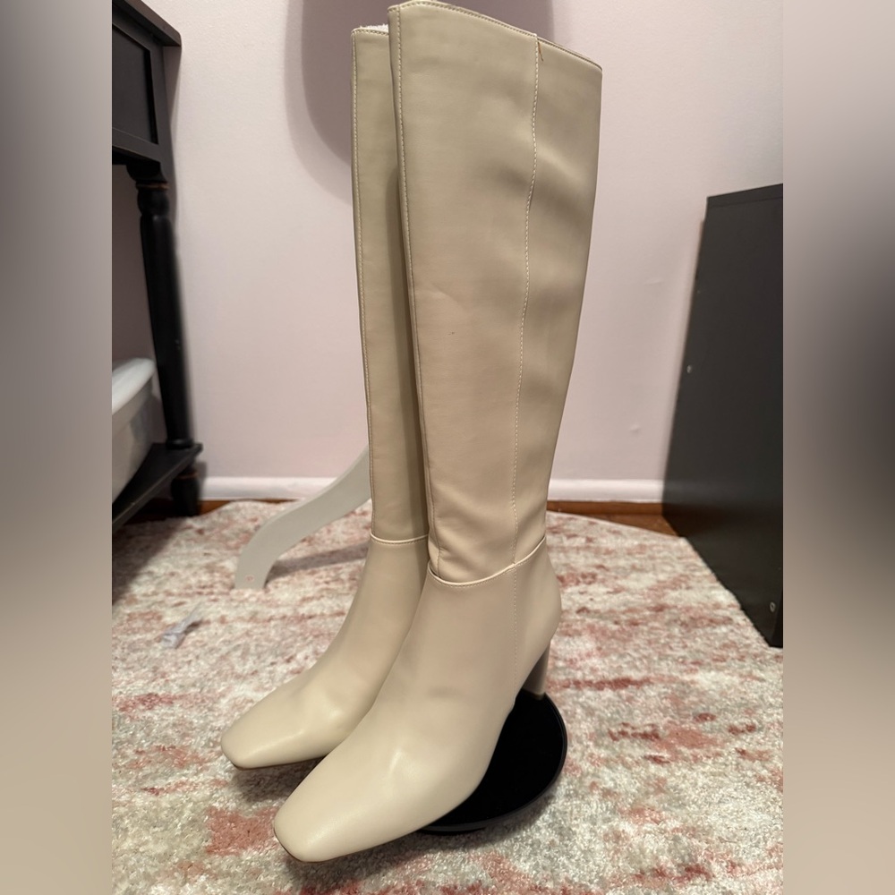 Tristan Cream Heeled Boots